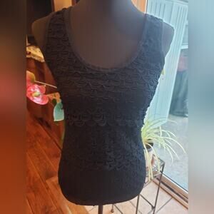 J Crew lace‎ front knit tank top XS Navy Blue
